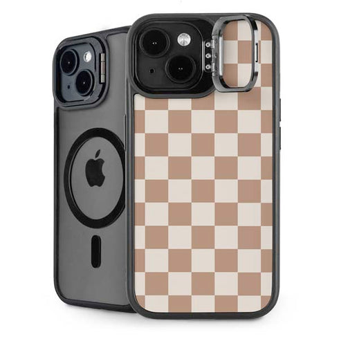 Neutral Checkered iPhone 13 Kickstand Case